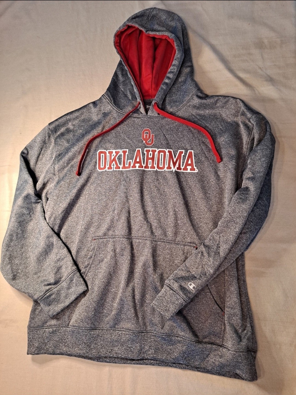 Champion Oklahoma Gray Hoodie with Red Accents
